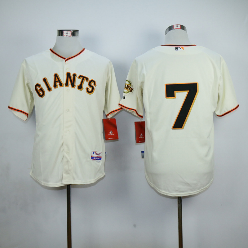 Men San Francisco Giants 7 Blanco Cream MLB Jerseys